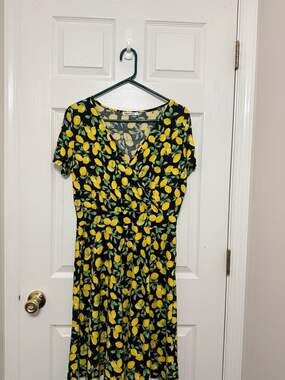 Msbasic Lemon Print Wrap Dress Size L